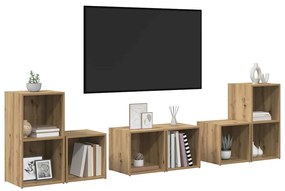 TV Szekrény Szett 6 pcs Artisan tölgy 37 x 35 x 72 cm Faanyag