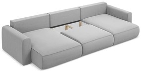 Világosszürke bársony kinyitható-tárolóhelyes (U alakú) sarokkanapé Kapua – Makamii