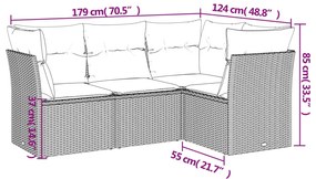 4 részes szürke polyrattan kerti ülőgarnitúra párnákkal