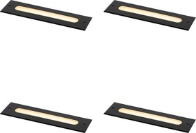 4 darabos modern fekete talajba süllyeszthető spotlámpa készlet 30 cm LED-del IP65 - Eline