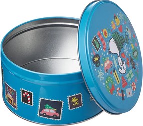 PEANUTS fém tárolódoboz, Snoopy karácsonya Ø 13,5 cm