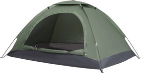 Outsunny 2 Személyes Kempingtáska 2 Hálós Ablakkal, Zsebbel, Hordozótáskával és Üvegszálas Kerettel 205 cm x 152 cm x 109 cm Zöld | Aosom