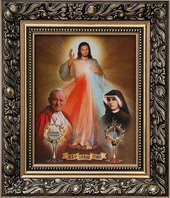 Vászonkép 35x30 Jézus Bízom Benned Isten Irgalma Arany Díszített Keret