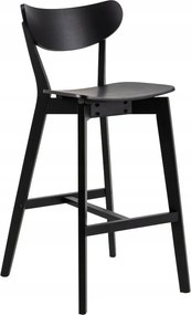 Fekete bárszék háttámlával és lábtartóval Roxby fából