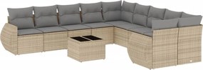 vidaXL 11 részes bézs polyrattan kerti ülőgarnitúra párnákkal
