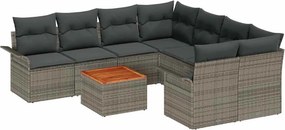 vidaXL Kerti Kanapé Szett párnával 9 pcs Szürke polirattan
