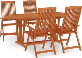 vidaXL 5 részes tömör eukaliptuszfa kerti étkezőgarnitúra