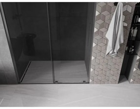 Mexen Velar, tolózuhanyajtó nyitáshoz 140 cm, 8 mm szürke üveg, polírozott grafit, 871-140-000-41-66