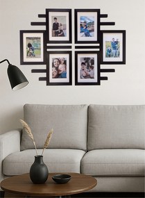 Fa Multirama képkeret 6 képhez 15X21 cm Galéria fali képkeret Fekete