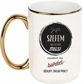 Bögre Fehér Arany Fül Nagy 440ml Vicces Ajándék Főnöknek