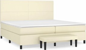 vidaXL krémszínű műbőr rugós ágy matraccal 200 x 200 cm