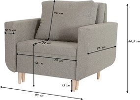 DORIS fotelágy Szürke/sötétbarna