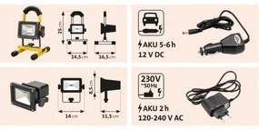 Extol - LED Újratölthető reflektor LED/10W/3600 mAh/8,4V IP65