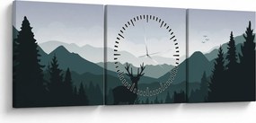 Kép - Szarvas farkassal a sziklák között (órával) (90x30 cm)
