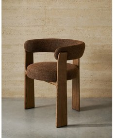 Barna kőrisfa karfás étkezőfotel Granite – Kave Home