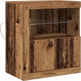 vidaXL LED tálaló LED -es lámpákkal Barna 60,5 x 37 x 67 cm Faanyag