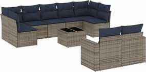 vidaXL 10 részes szürke polyrattan kerti ülőgarnitúra párnával