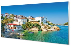 Üvegképek Görögország épületek tenger partja 120x60cm