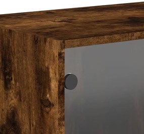 2 db füstös tölgy színű faliszekrény üvegajtókkal 68,5x37x35 cm