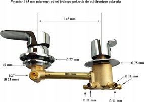 Csaptelep 5 funkciós 14,5 cm/145 mm hidromasszázs zuhanykabin Keverő
