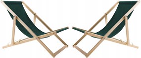 2X Kerti Napozóágy Fából Összecsukható Woodok Zöld Szövet