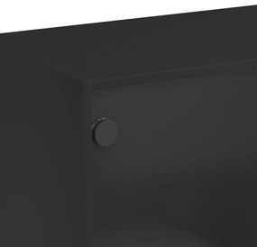 fekete szerelt fa magasszekrény ajtókkal 68 x 37 x 109 cm