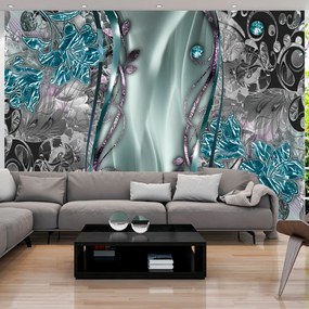 Öntapadó fotótapéta - Floral Curtain (Turquoise)