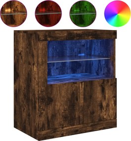 vidaXL füstös tölgy színű tálalószekrény LED-ekkel 60,5 x 37 x 67 cm