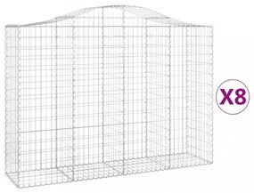 8 db íves horganyzott vas gabion kosár 200x50x140/160 cm