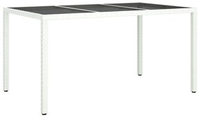 Kert Étkezőasztal Fehér 150x90x75 cm Polirattan