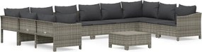 vidaXL 11 részes szürke polyrattan kerti ülőgarnitúra párnákkal