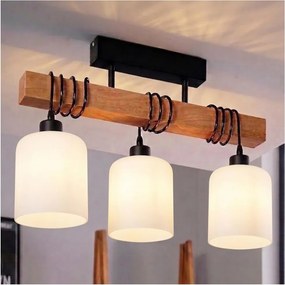 BRILAGI - Felületre szerelt mennyezeti csillár WOOD GLASS 3xE27/60W/230V fenyő/fekete/fehér