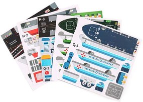 Procart 3D puzzle 3 repülőgép-anyahajóval, többszínű kartonpapírból