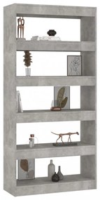 betonszürke térelválasztó könyvszekrény 80x30x166 cm