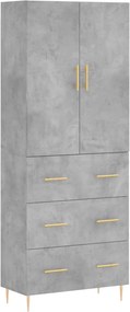vidaXL betonszürke szerelt fa magasszekrény 69,5 x 34 x 180 cm