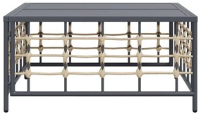 antracitszürke polyrattan kerti asztal 70 x 70 x 34 cm