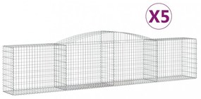 vidaXL 5 db íves horganyzott vas gabion kosár 400x50x80/100 cm