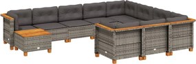 vidaXL 11 részes szürke polyrattan kerti ülőgarnitúra párnákkal