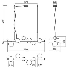 Redo 01-2375 - Csillár zsinóron GOJI 6xG9/28W/230V fekete