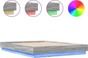 vidaXL szürke sonoma színű ágykeret LED-világítással 150x200 cm
