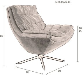 Fehér bársony fotel Vince – Dutchbone