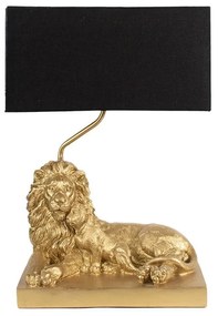 Asztali lámpa arany oroszlán dekorral fekete burával