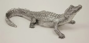 Tropical ezüst színű műanyag krokodil szobor 12x34x16.5cm