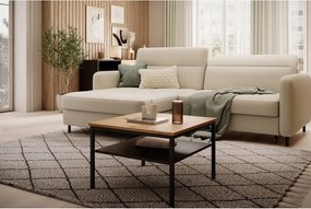 Bézs bársony kinyitható-tárolóhelyes sarokkanapé (bal oldali-heverő résszel) Gomsi – ELTAP