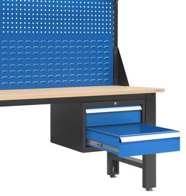 Munkapad LOGAN, 1500 x 1700 x 750 mm, antracis-kék