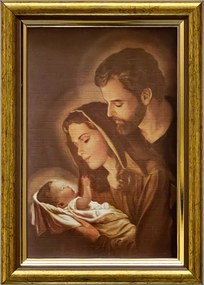 VĂĄszonkĂ©p 18x13 Szent CsalĂĄd JĂ©zus JĂłzsef MĂĄria Arany DĂszĂtett Fa Keret