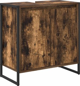 vidaXL Fürdőszoba Székény ajtóval Füstös tölgy 60 x 30 x 60 cm Faanyag