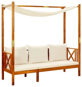 vidaXL tömör akácfa kerti pad asztallal és lábtartókkal