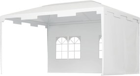 Outsunny 4x3 m Kerti Pavilon, Levehető Kültéri Pergola 2 Oldalpanelekkel és 2 Ablakkal, Anti-UV Vízálló Acélkerettel Teraszra és Pattio-ra - Fehér | A