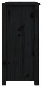 fekete tömör fenyőfa tálalószekrény 100x35x74,5 cm